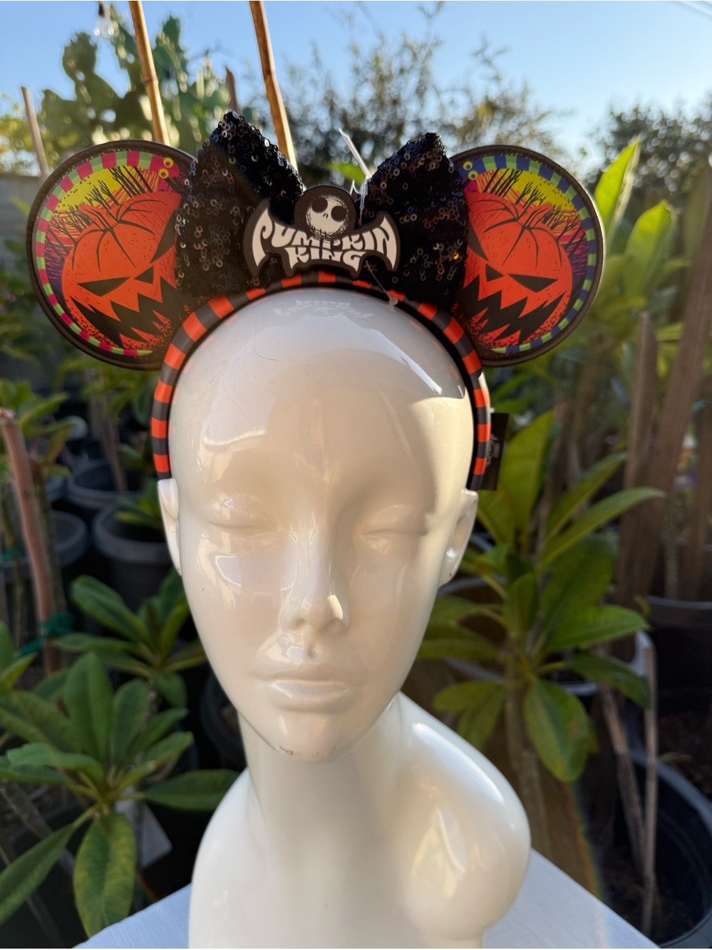 Disney Nightmare Before Christmas Pumpkin Ear Headband - Black, Orange, Yellow